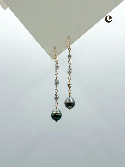 KESHI TAHITIAN DROP EARRINGS