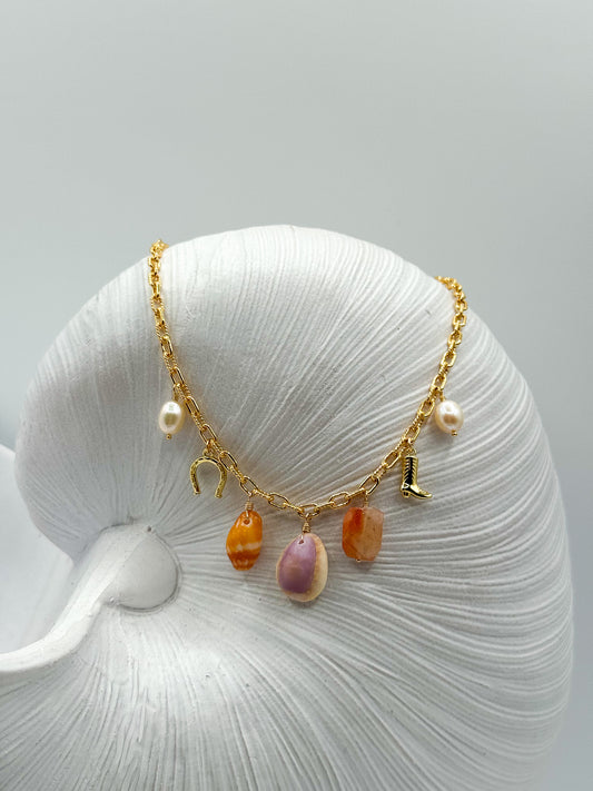 COASTAL COWGIRL NECKLACE (Purple Cowrie)