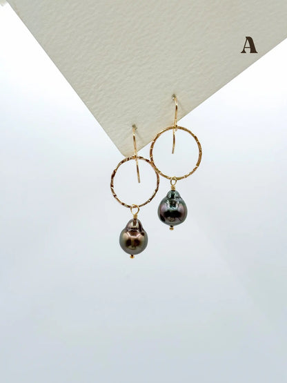 TAHITIAN PEARL HAMMERED HOOPS Navea Maui