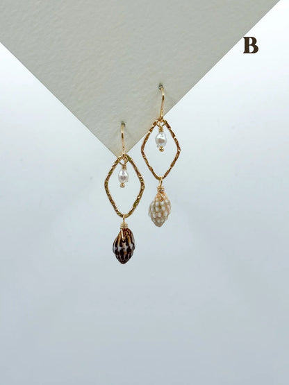 NINA EARRINGS - Navea Maui's gold-filled nautical shell pearl earrings 