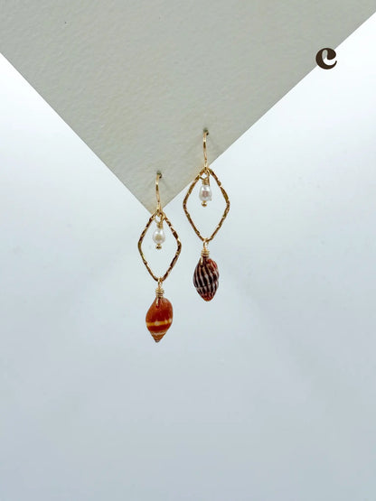 NINA EARRINGS - Navea Maui's gold-filled nautical shell pearl earrings 