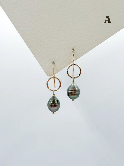 TAHITIAN PEARL (MINI) HAMMERED HOOPS Navea Maui