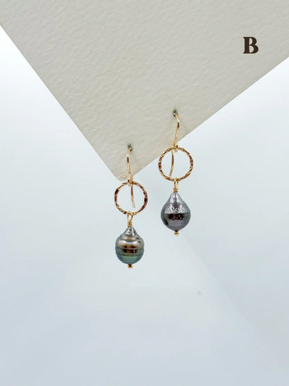 TAHITIAN PEARL (MINI) HAMMERED HOOPS Navea Maui