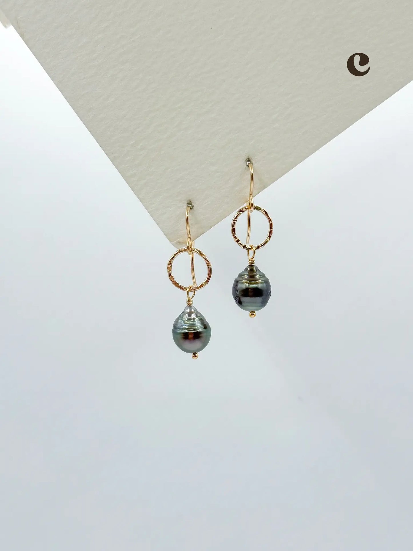 TAHITIAN PEARL (MINI) HAMMERED HOOPS Navea Maui