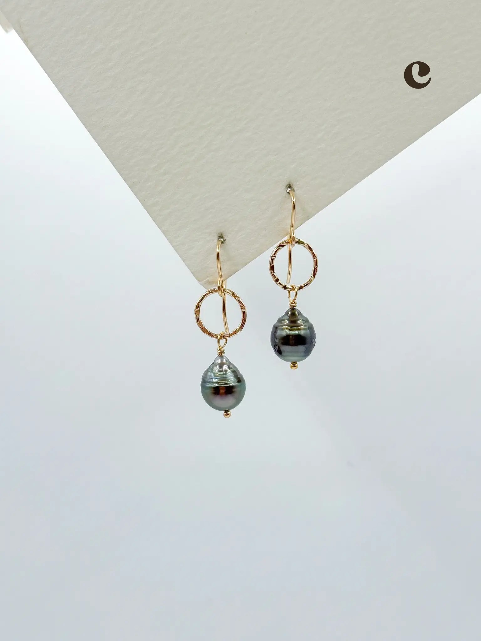 TAHITIAN PEARL (MINI) HAMMERED HOOPS Navea Maui