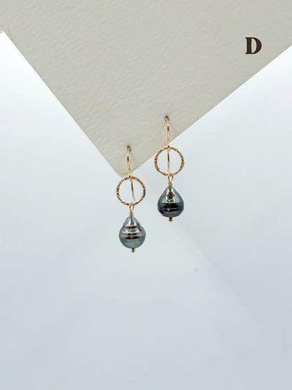 TAHITIAN PEARL (MINI) HAMMERED HOOPS Navea Maui